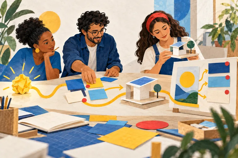 Equipe transforma uma ideia em objetivo, entregas e próximos passos de projeto.